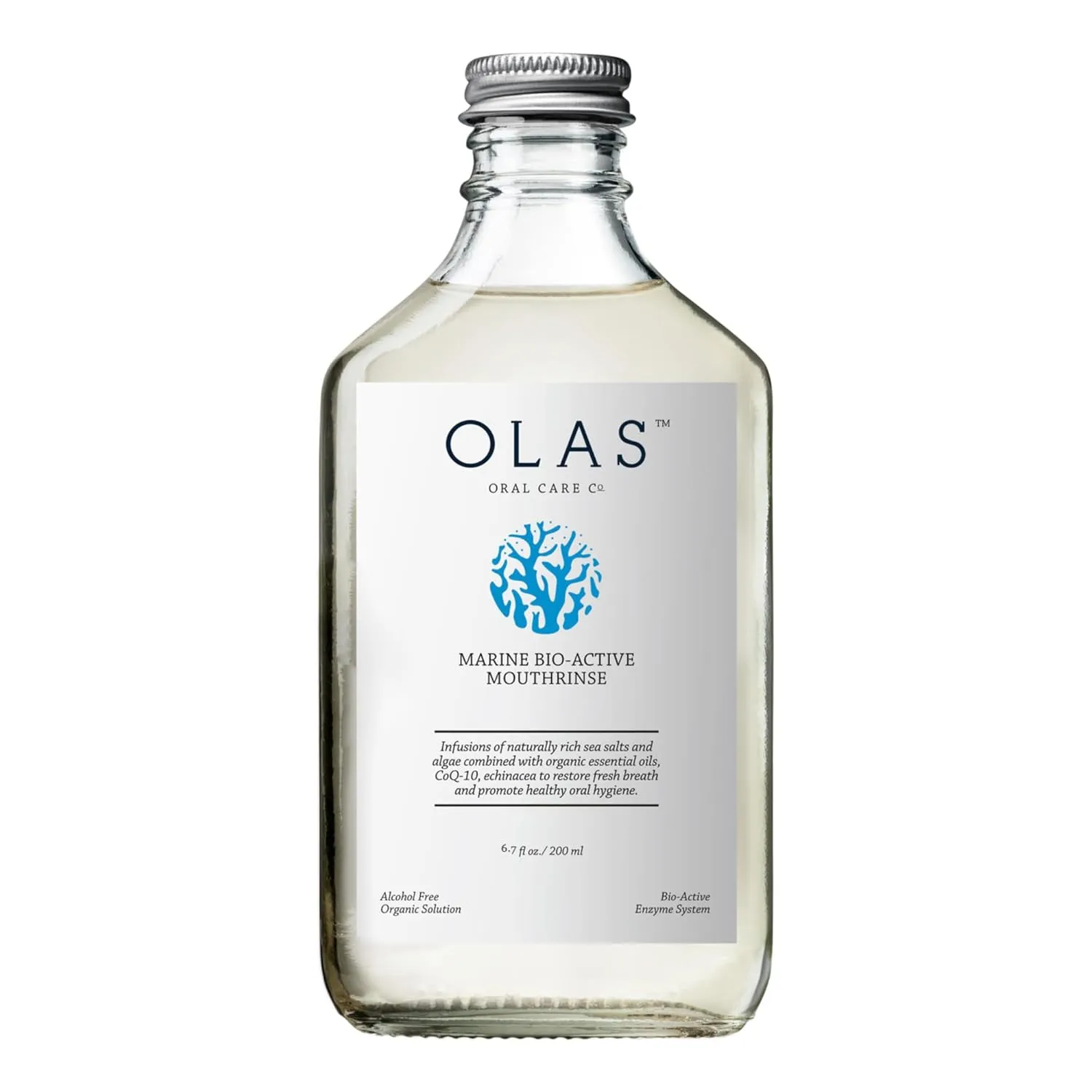 Olas Alcohol Free Mouthwash & Oral Rinse - Marine Bio-Active Mouth Rinse With Essential Oils & Antioxidants for a Healthy Oral Microbiome - Fluoride Free Natural Mouthwash (200 ml)