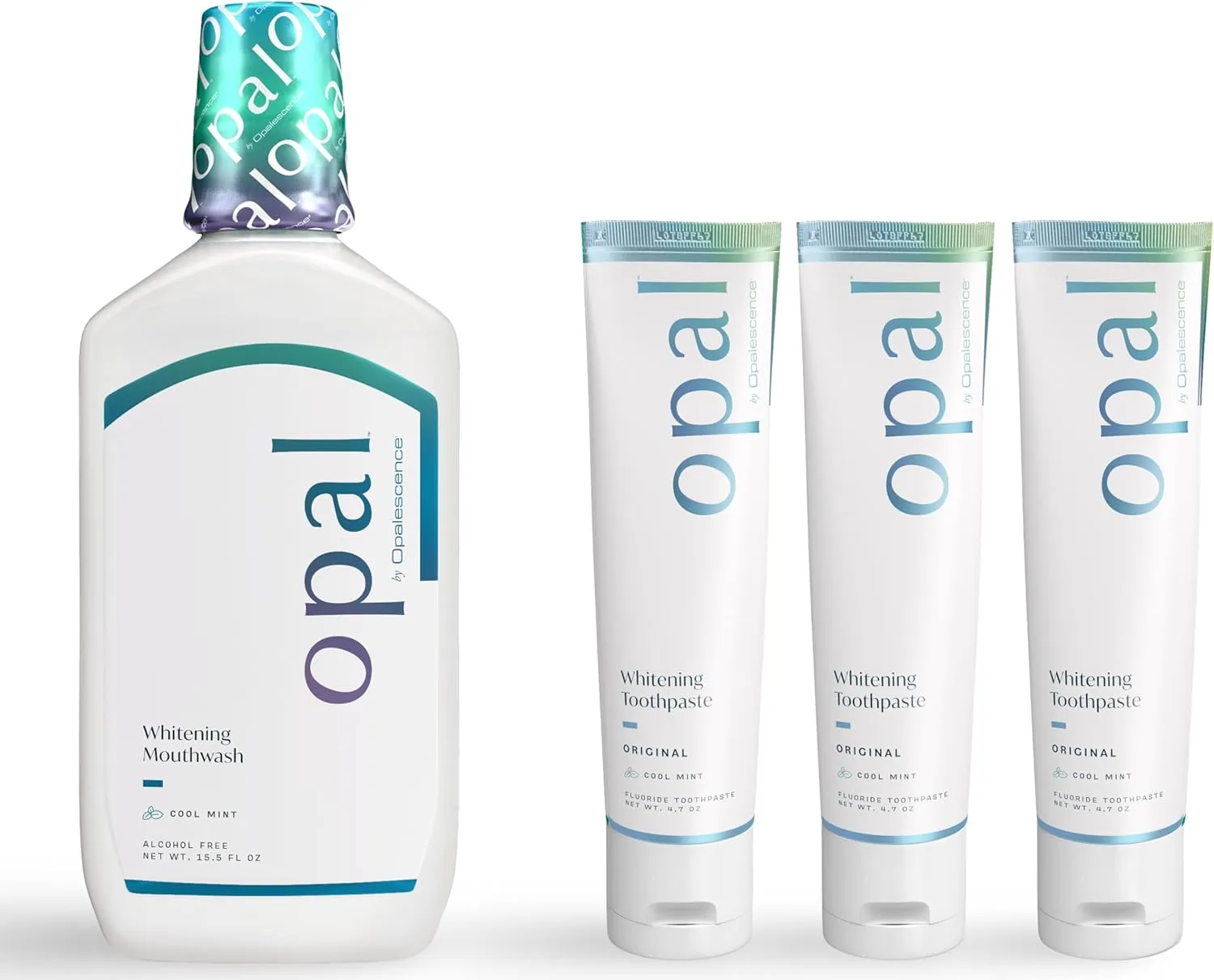 Opalescence Opal Original Teeth Whitening Toothpaste (Pack of 3) 4.7 Oz with Whitening Mouthwash 16 Oz - Cool Mint Sensitivity Formula - Oral Care, Gluten-Free - Made by Ultradent 5760-3-5447-1