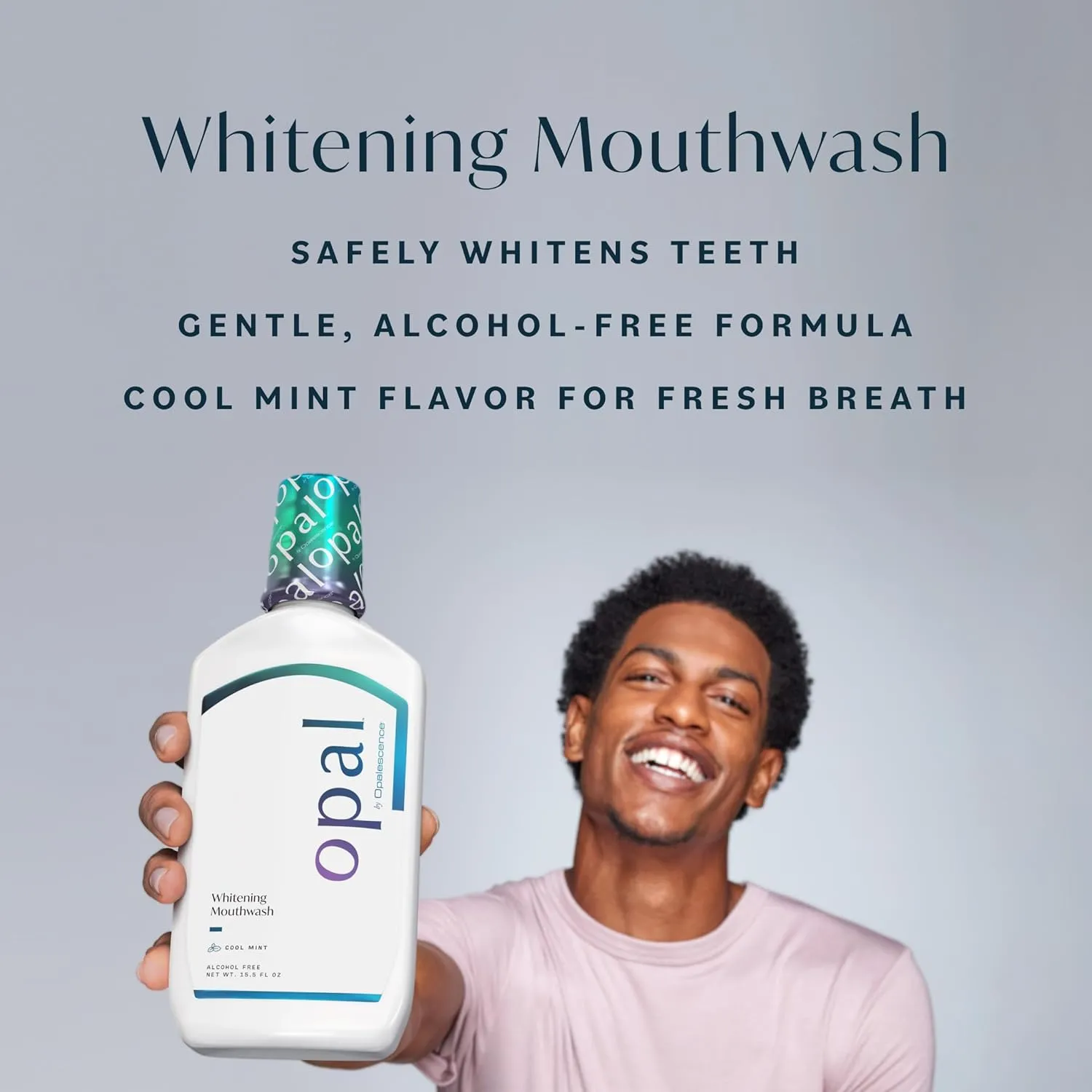 Opalescence Opal Teeth Whitening and Fresh Breath Mouthwash (Pack of 4 Bottles) Cool Mint Flavor, Alcohol-Free, 16 Fl Oz. Made by Ultradent. 5447-4