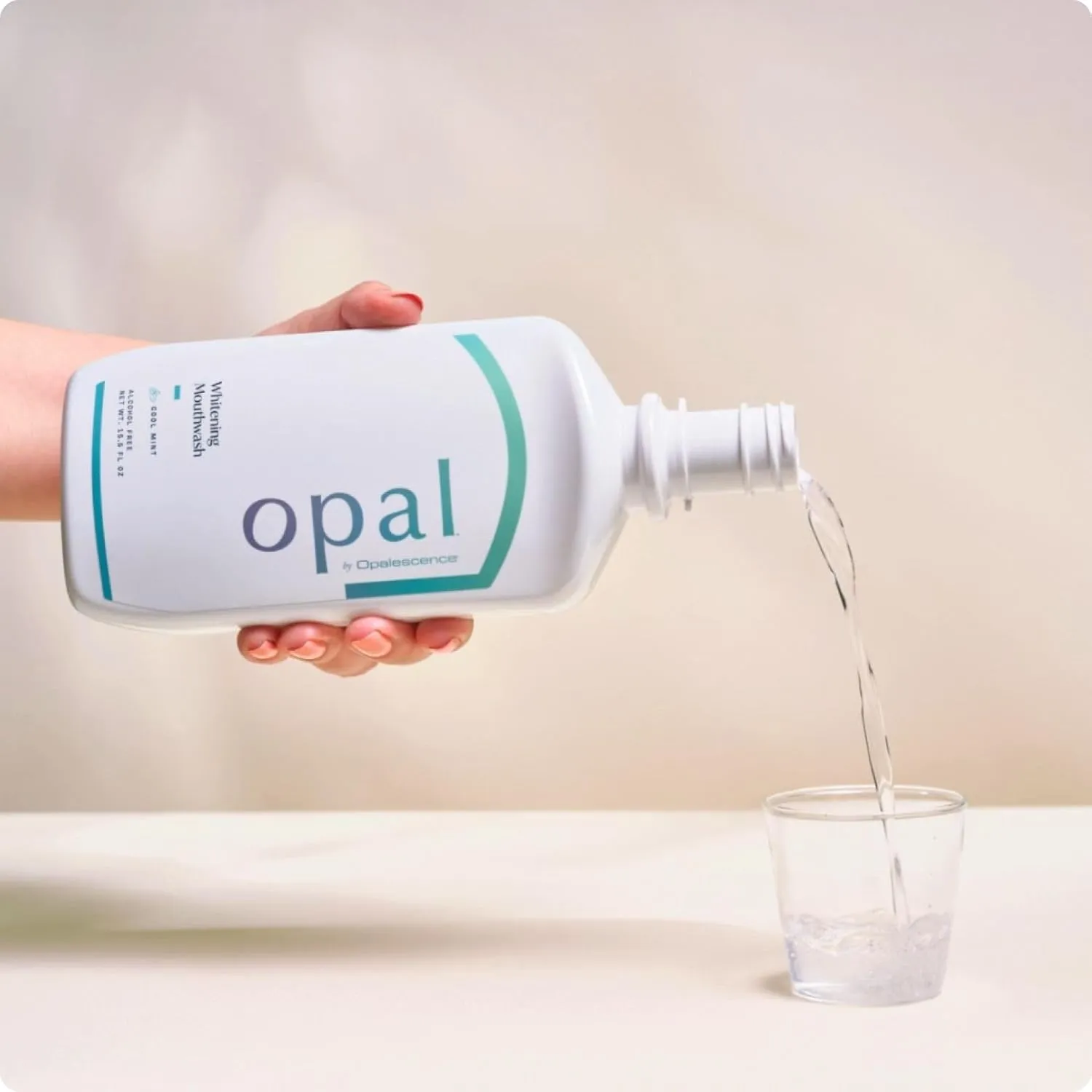 Opalescence Opal Teeth Whitening and Fresh Breath Mouthwash (Pack of 4 Bottles) Cool Mint Flavor, Alcohol-Free, 16 Fl Oz. Made by Ultradent. 5447-4