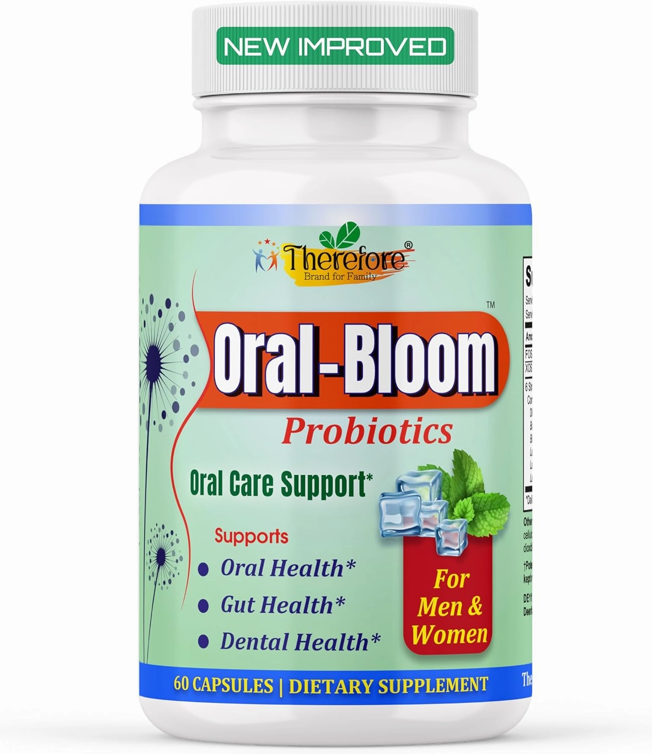 OraBloom Dental Probiotic for Teeth and Gums for Adults - Gut Probiotics for Women & Men | Healthier Teeth & Gums | Fresher Breath - 60 Caps