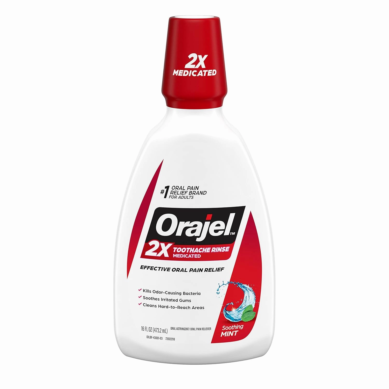 Orajel Nonseptic Mouth Sore Rinse 16oz 3-Pack and Orajel Toothache Rinse 16oz Mint Flavored Mouthwash Bundle
