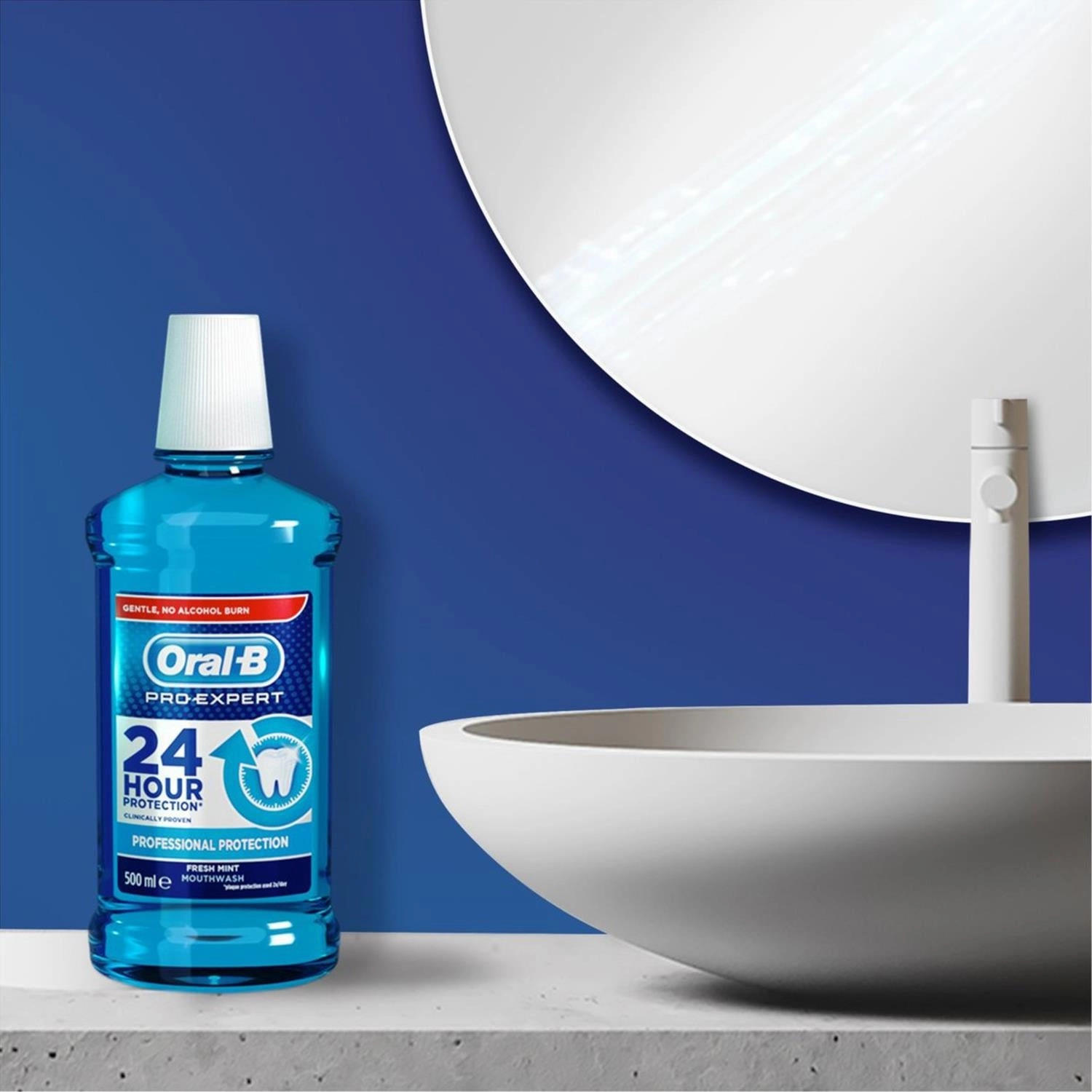 Oral-B Pro-Expert 24 Hour Professional Protection Fresh Mint Mouthwash, 500ml