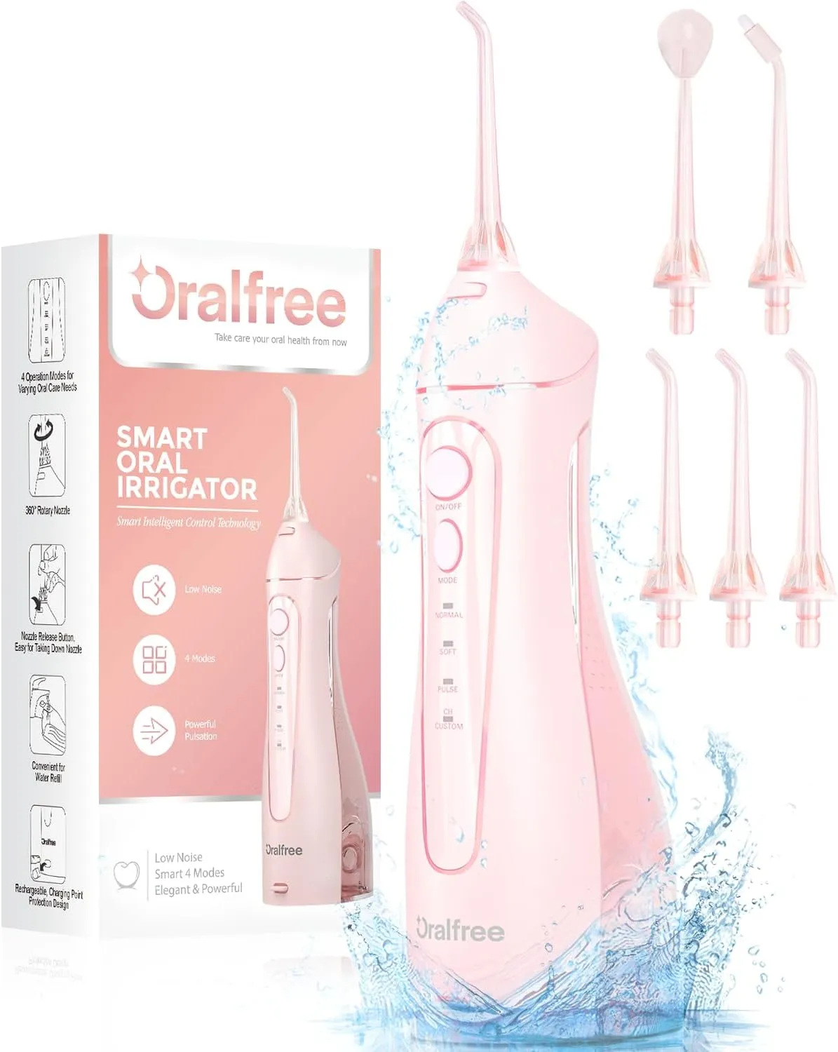Oralfree Water flosser Teeth Picks - Dental Braces Cordless Oral Irrigator Portable Rechargeable Travel Irrigation Cleaner IPX7 Waterproof Electric Professional Flossing Teeth Cleaning for Home