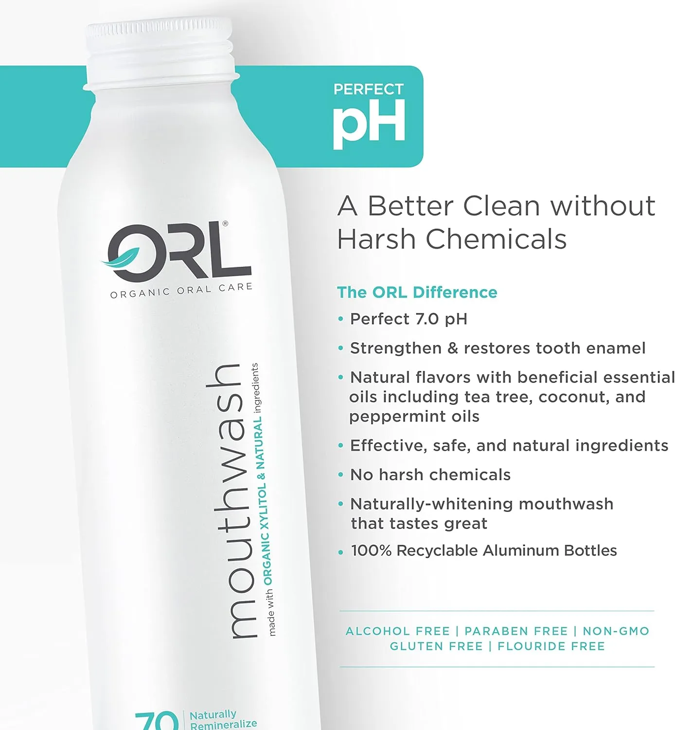 ORL Natural & Organic Mouthwash Uniquely Formulated to Clean Your Mouth Whiten Your Teeth Strengthen Tooth Enamel