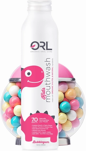 ORL Kids Natural & Organic Mouthwash Uniquely Formulated to Clean Your Mouth, Whiten Your Teeth Strengthen Tooth Enamel. Fluoride and Alcohol Free.