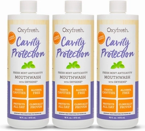 Oxyfresh Cavity Protection Fluoride Mouthwash – Anticavity Mouthwash for Sensitive Teeth – Non-Staining, Kid-Friendly – Lasting Fresh Breath. 3 Pack 16