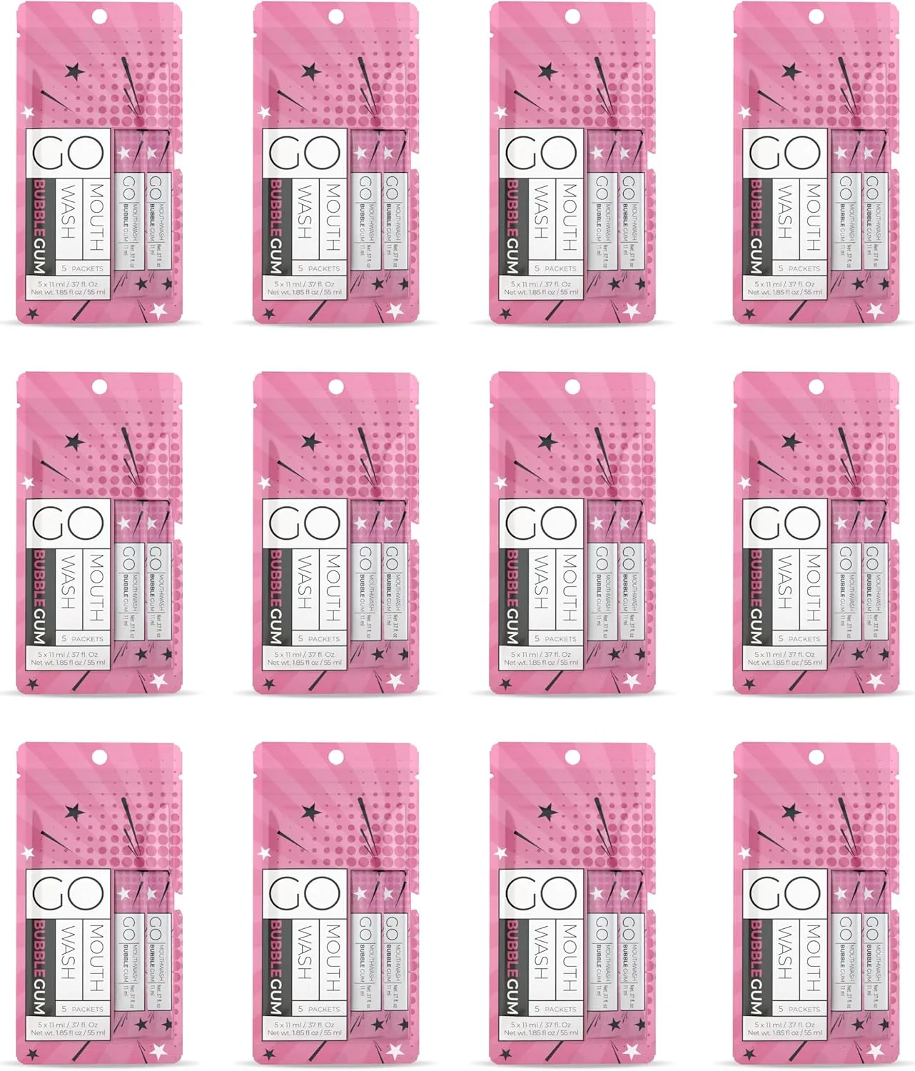 Packets Bubblegum Flavor - Adult and Kids Mouthwash with Fluoride Free Formula, Alcohol Free, Dye-Free Formula That Contains Xylitol - Perfect Bulk Mouthwash for Lunch Boxes and Travel