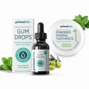 Primal: Life!!! Organics - Dirty Mouth Gum Serum, Natural Essential Oils, Promotes Good Breath, Gentle Mouthwash AND Dirty Mouth Toothpowder, Tooth Cleaning Powder, Spearmint, 1 oz   LuxProdX Sticker