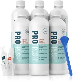 ProFresh Oral Rinse, 16.9 Ounce Bottle (Pack of 6), 3 Month Supply, Includes Prep Packs, Alcohol Free, Flavor Free, Bad Breath Mouthwash