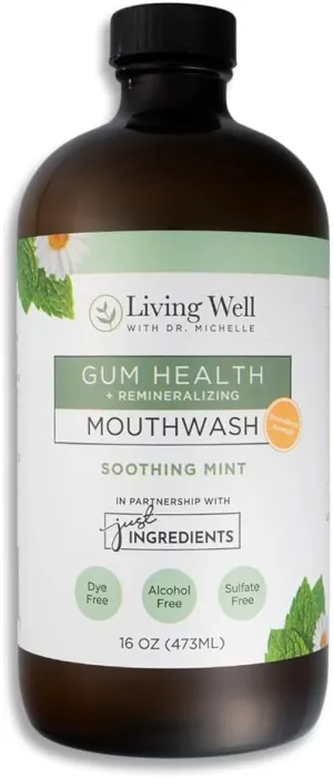 Remineralizing   Gum Health Mouthwash – Soothing Mint | Hydroxyapatite, Colloidal Silver | Alcohol-Free, Fluoride-Free, Fresh Breath Support