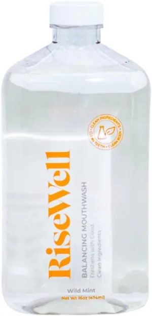 RiseWell Balancing Mouthwash - PH Balancing Alkaline Alcohol Free Mouthwash - Dentist Developed Dry Mouth Rinse - No Added Fluoride and SLS-Free - Wild Mint, 16 Oz