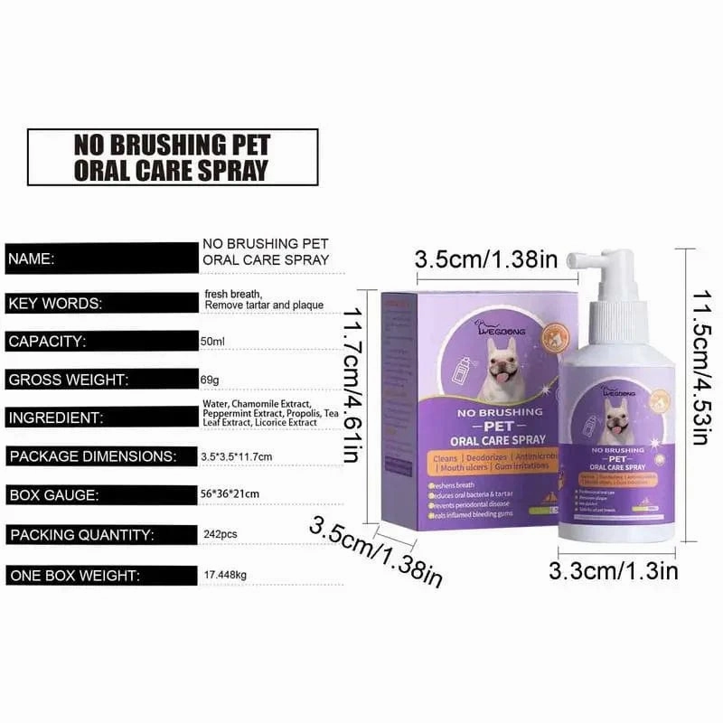 Rynx | 50ml Pet Oral Cleanse Spray Dogs Cats Clean Teeth Deodorant Prevent Tartar Remove Kittens Bad Breath Mouth Fresh Pet Supplies