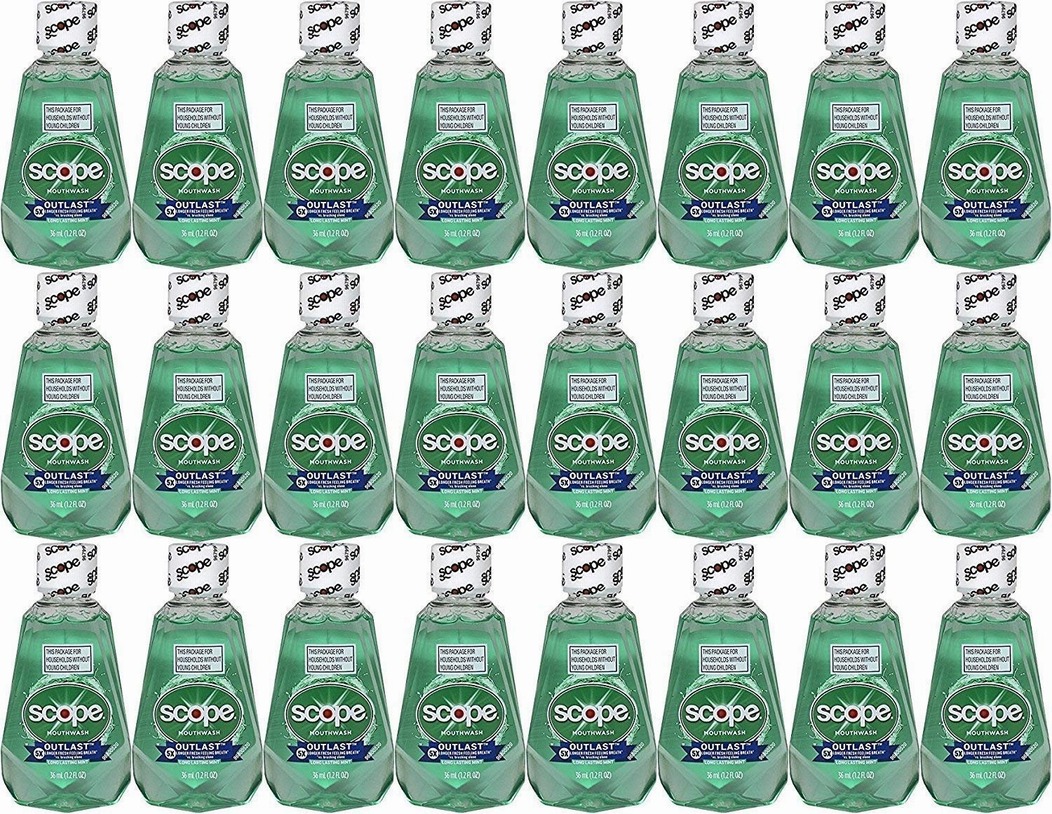 Scope Outlast Mouthwash, Long Lasting Mint, Travel Size, 1.2 Fl Ounce (Pack of 48)