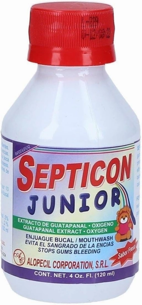 Septicon Junior Guatapanal Extract Mouthwash for Children, Strawberry Flavor 4 oz, 120 ML