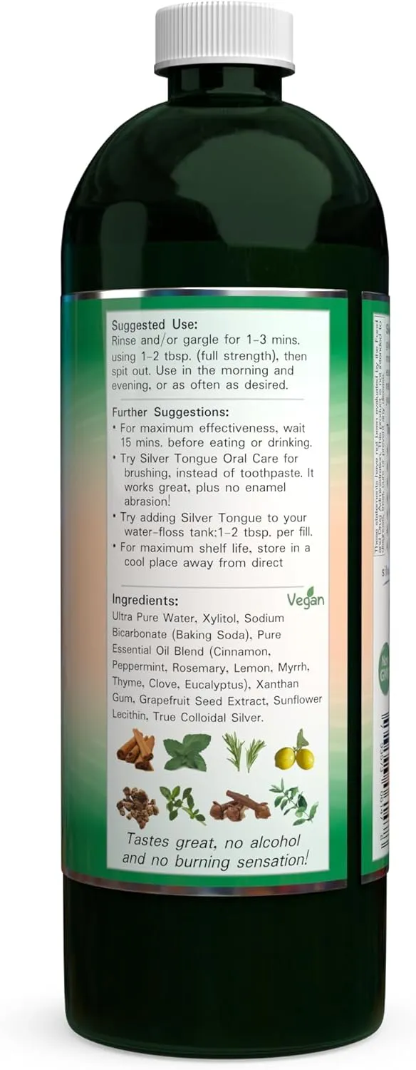 Silver Tongue Oral Care - All Natural Colloidal Silver Mouthwash, 16 oz.