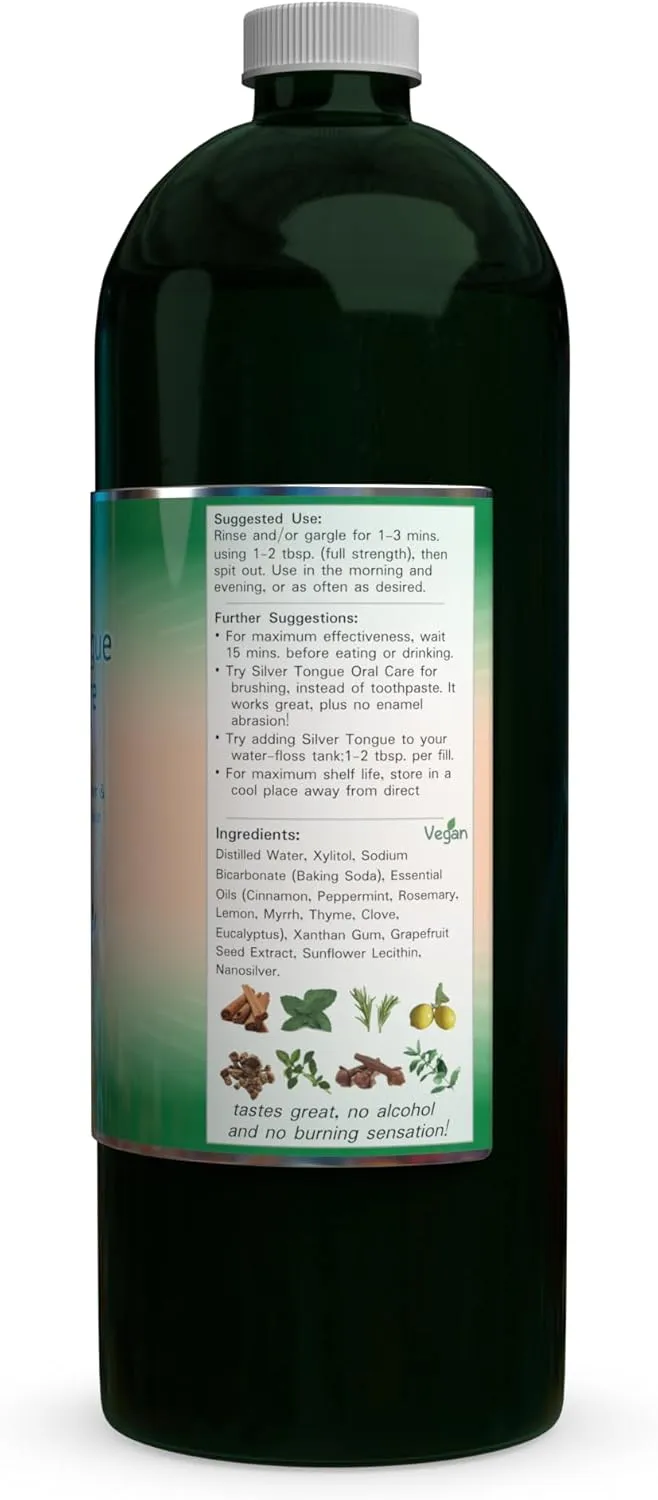 Silver Tongue Oral Care - All Natural Colloidal Silver Mouthwash, 32 oz.