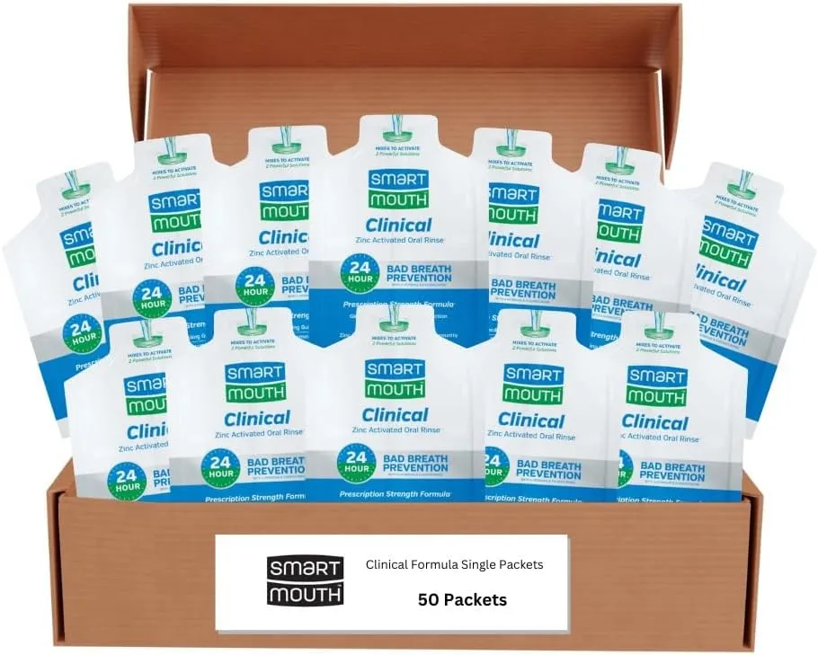 SmartMouth Clinical DDS Activated Mouthwash, Bad Breath and Bleeding Gums Support, 16 fl oz (50 Count)