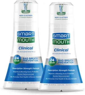 SmartMouth DDS Activated Clinical Mouthwash - for Fresh Breath - Clinical Strength Mouthwash for Gum Health, Gingivitis & More - Clean Mint Flavor, 16 fl oz (2 Pack)