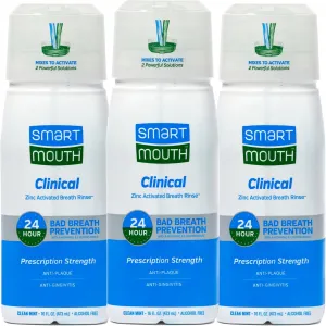SmartMouth DDS Activated Clinical Mouthwash - for Fresh Breath - Clinical Strength Mouthwash for Gum Health, Gingivitis & More - Clean Mint Flavor, 16 fl oz (3 Pack)