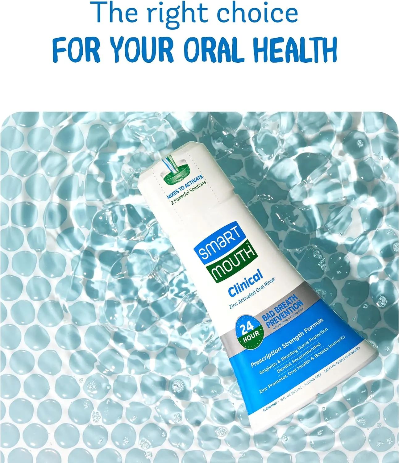 SmartMouth DDS Activated Clinical Mouthwash - for Fresh Breath - Clinical Strength Mouthwash for Gum Health, Gingivitis & More - Clean Mint Flavor, 16 fl oz (3 Pack)