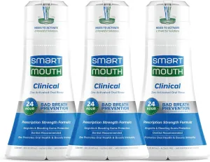 SmartMouth DDS Activated Clinical Mouthwash - for Fresh Breath - Clinical Strength Mouthwash for Gum Health, Gingivitis & More - Clean Mint Flavor, 16 fl oz (3 Pack)