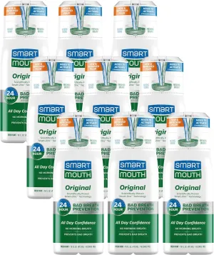 SmartMouth Original Activated Mouthwash - Adult Mouthwash for Fresh Breath - Oral Rinse for 24-Hour Bad Breath Relief with Twice Daily Use - Fresh Mint Flavor, 16 fl oz (9 Pack)
