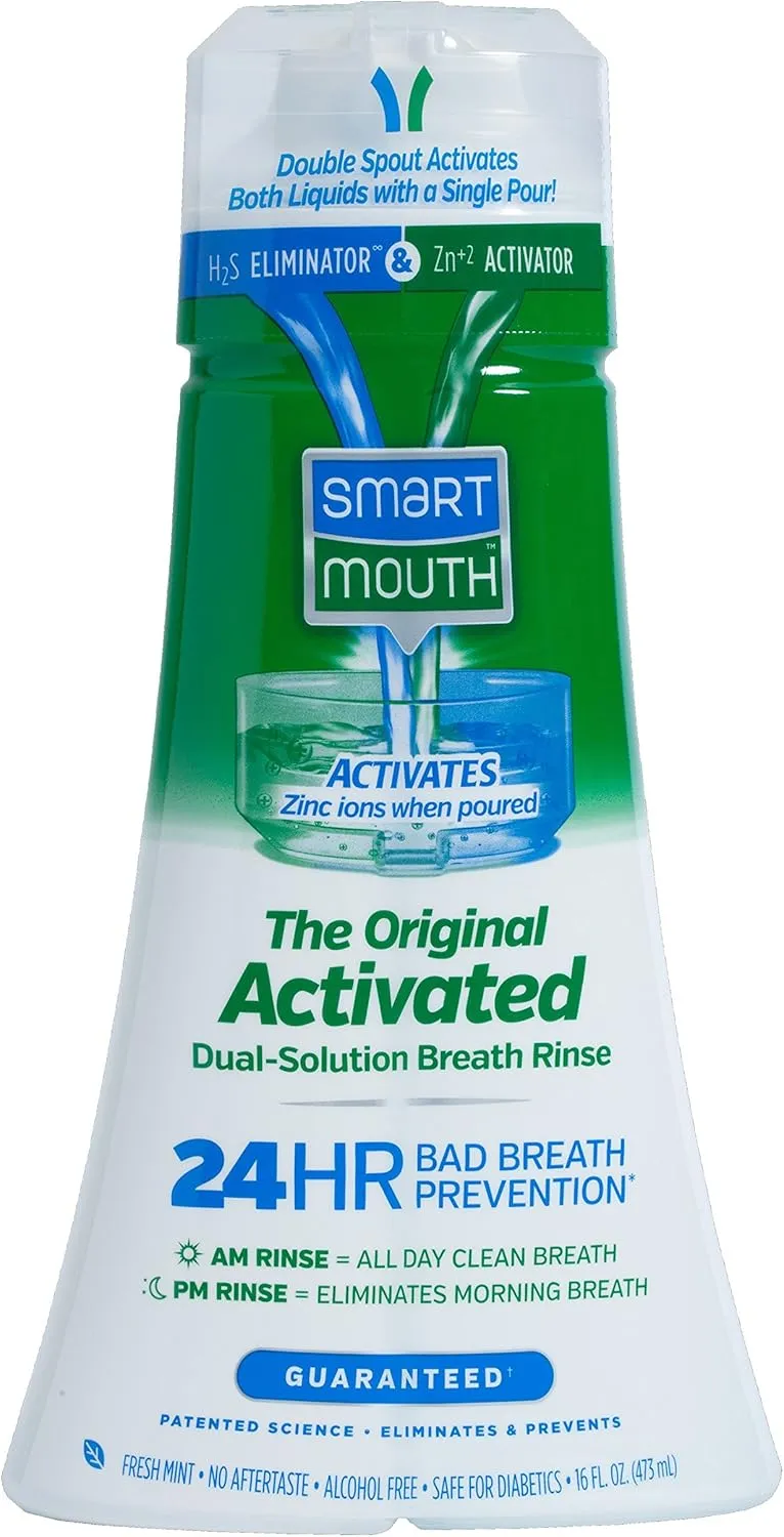 SmartMouth Original Activated Mouthwash - Adult Mouthwash for Fresh Breath - Oral Rinse for 24-Hour Bad Breath Relief with Twice Daily Use - Fresh Mint Flavor, 16 fl oz (9 Pack)