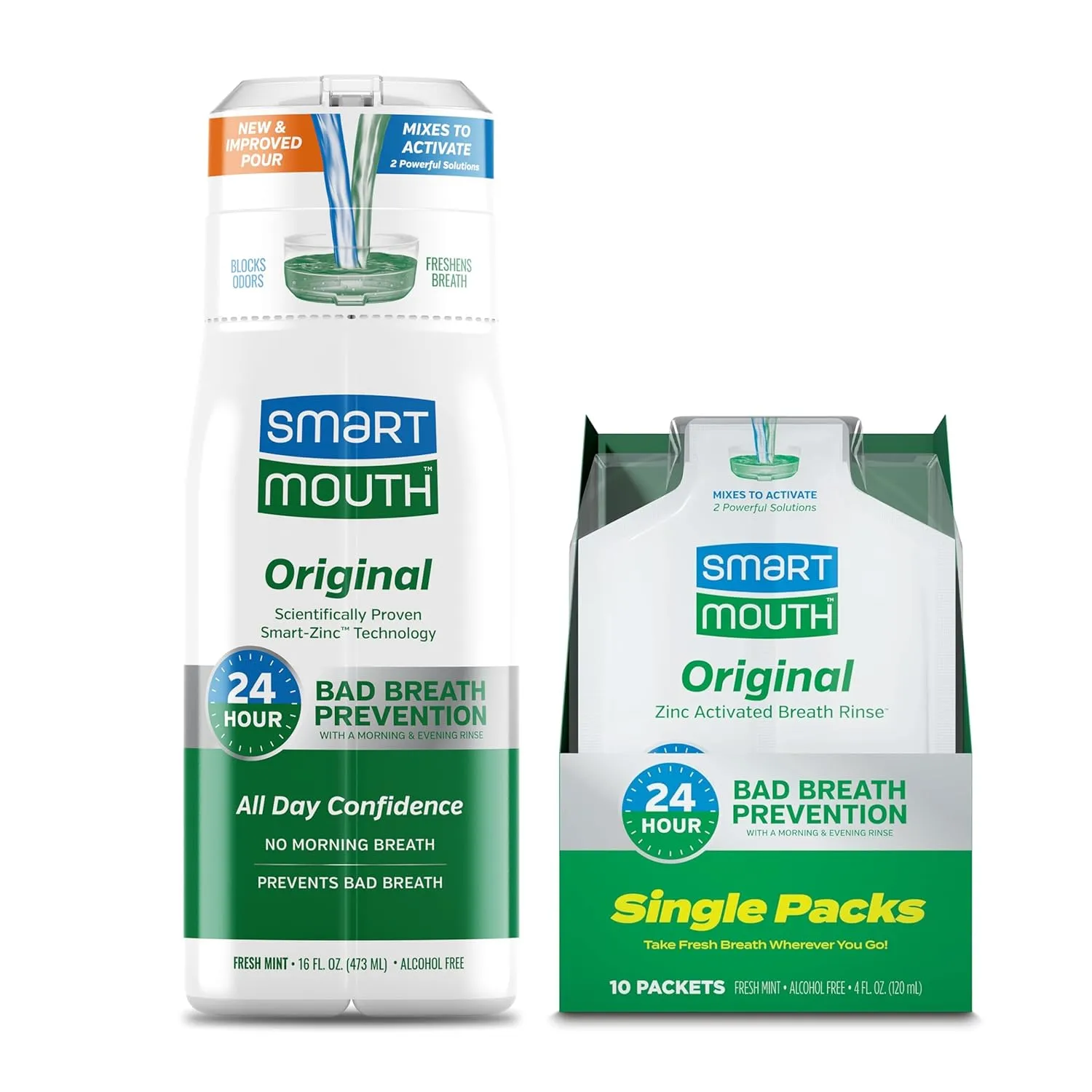 SmartMouth Original Activated Mouthwash & Single Packs, Travel Mouthwash, Fresh Mint