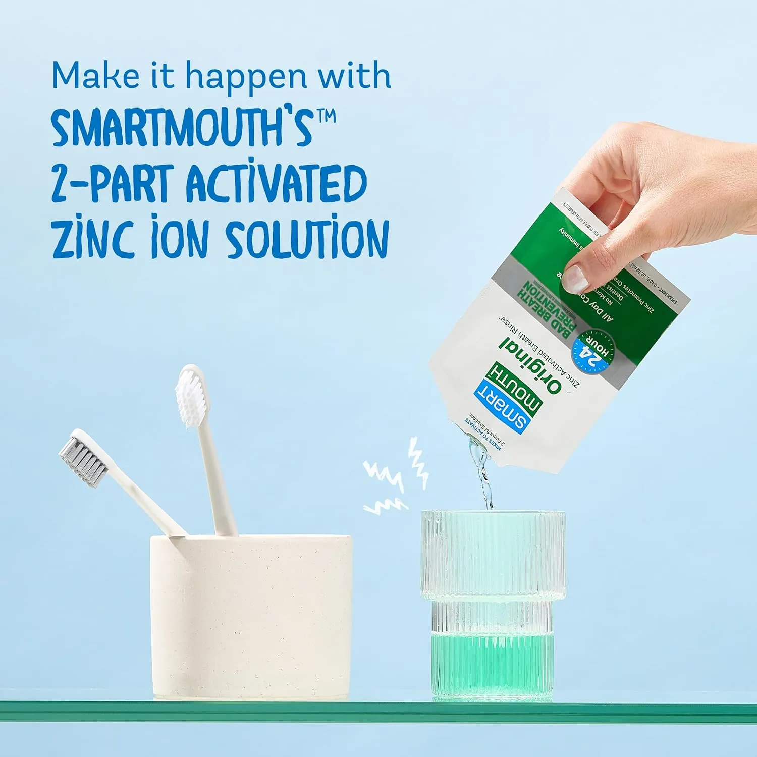 SmartMouth Original Activated Mouthwash & Single Packs, Travel Mouthwash, Fresh Mint