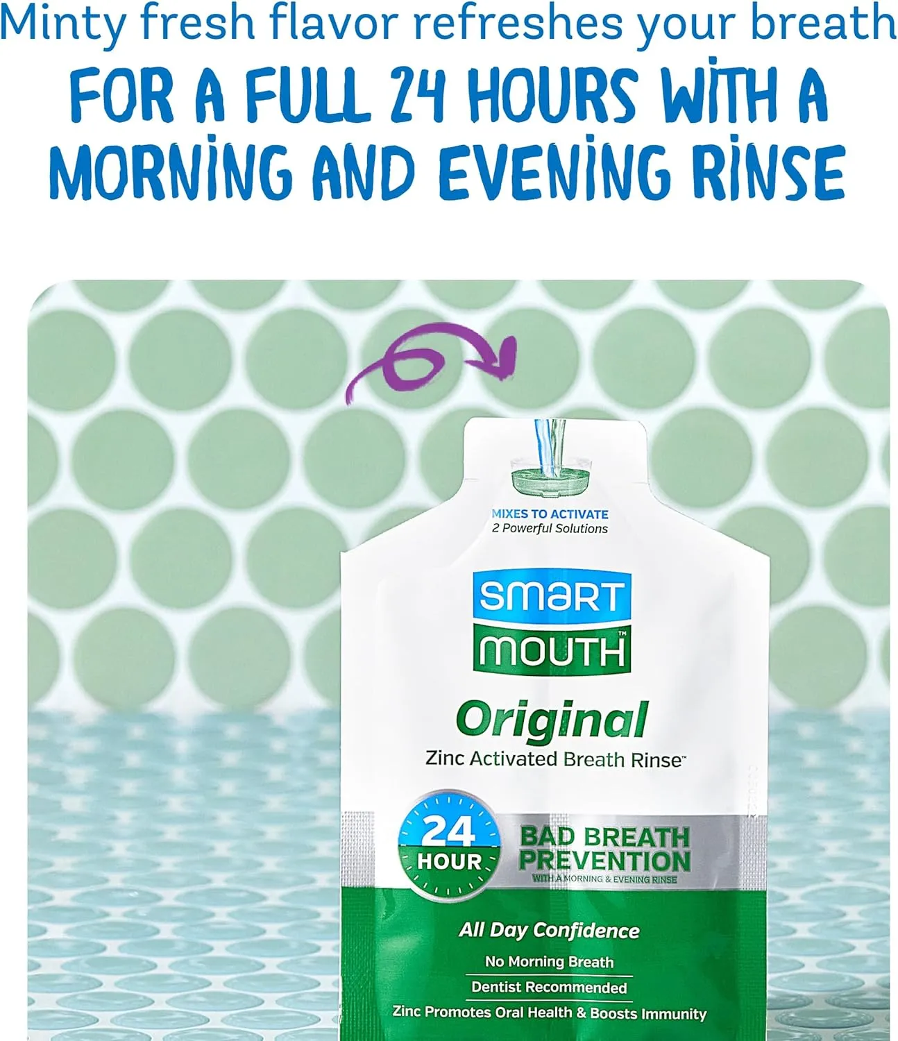SmartMouth Original Activated Mouthwash Single Packs, Travel Mouthwash, Fresh Mint, 40 Pack