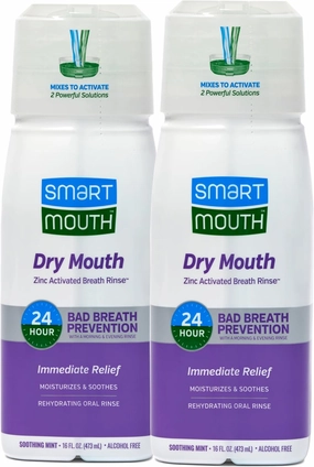 SmartMouth Activated Dry Mouth Mouthwash, Dry Mouth and Bad Breath Relief, Mint, 16 fl oz, 2 Pack
