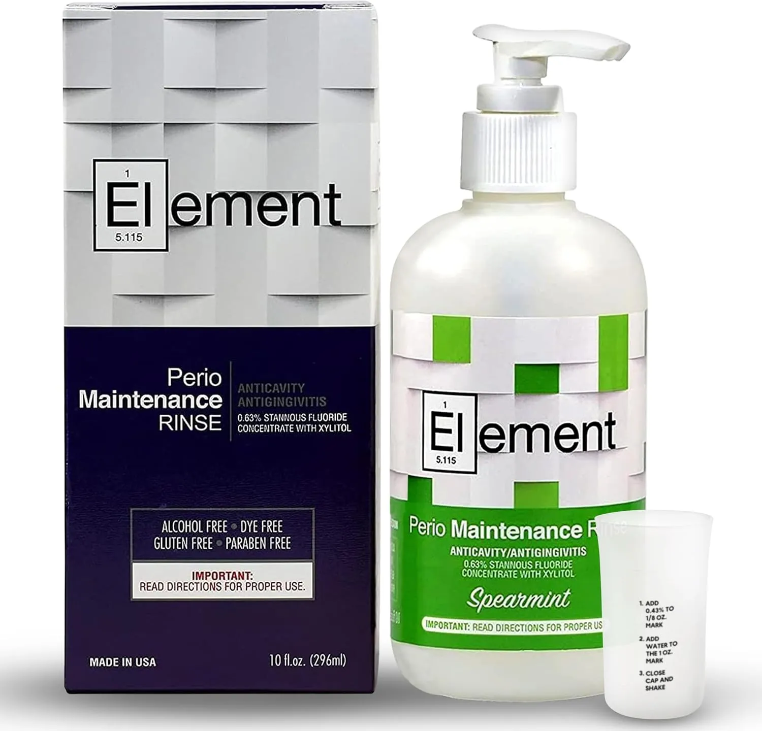 Stannous Fluoride Mouthwash - 10 Fl. Oz. 0.63% Antimicrobial Perio Rinse - Alcohol Free, Dye Free, Paraben Free - Refreshing Spearmint Flavor