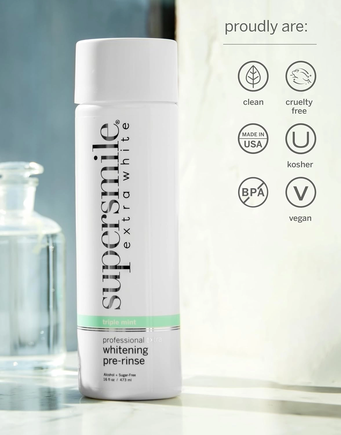 Supersmile Extra Whitening Pre-Rinse - Clinically Formulated Pre-Brush Dental Mouthwash, 16 Fl. Oz (1-Bottle)
