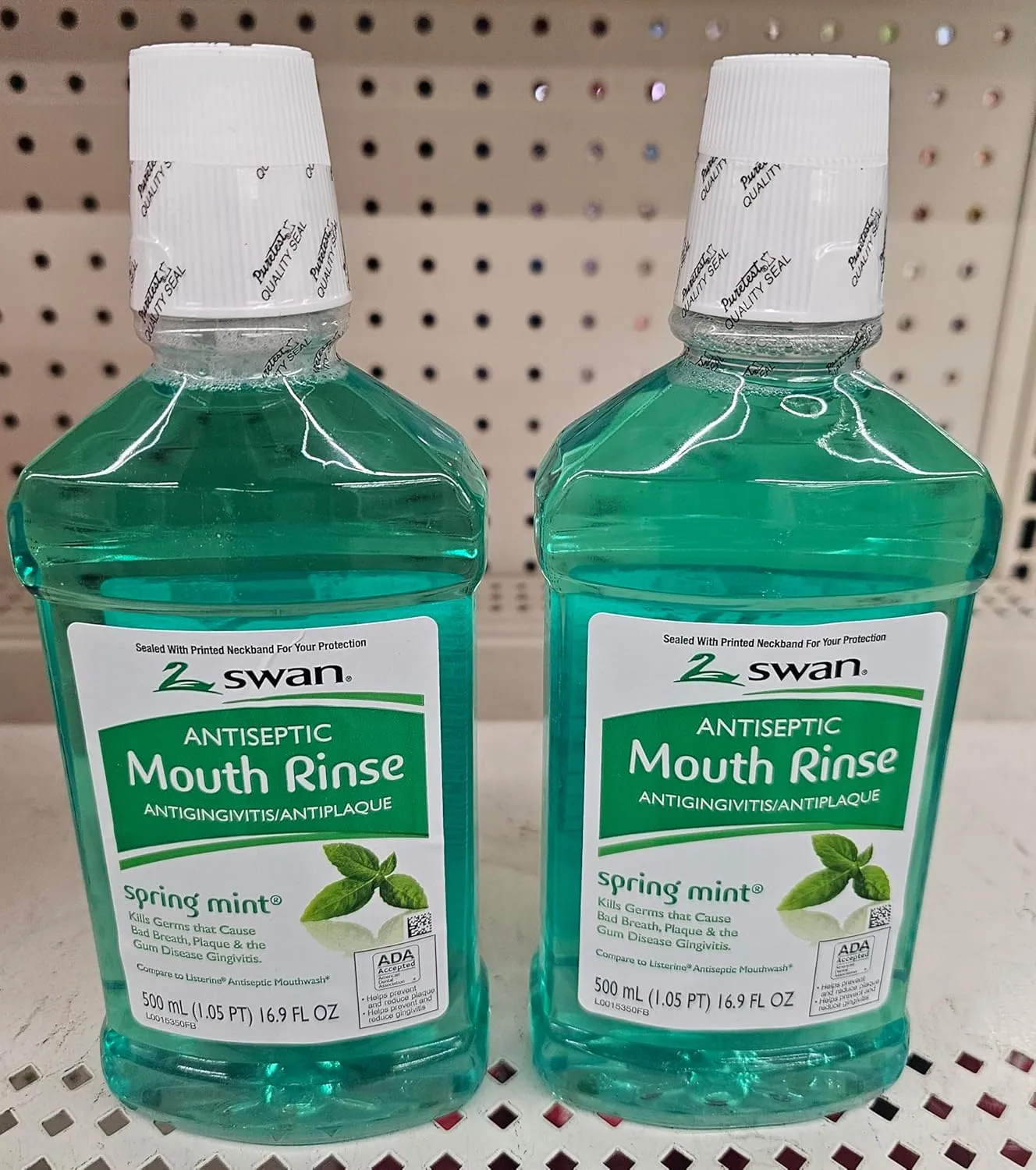 Swan Spring Mint Antiseptic Mouth Rinse, 16.9 Fl Oz, Antigingivitis and Antiplaque, 500mL