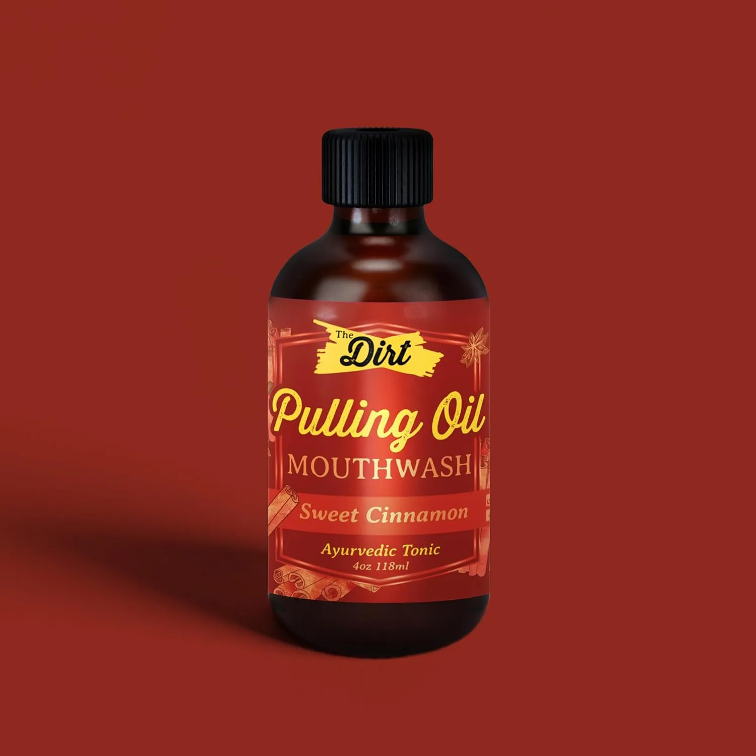 THE DIRT Oil Pulling Mouthwash - Gluten Free - Removes Plaque, Tartar, Bad Breath & Whitens Teeth (Sweet Cinnamon, 4 Ounce)