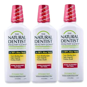 The Natural Dentist Healthy Gums Antigingivitis/Antiplaque Rinse; Adults 12 & Up; Gingivitis Mouthwash for Bleeding Gums, Safe for Chemo Patients; Aloe Vera; Alcohol-free, 16.9 fl oz (Pack of 3)