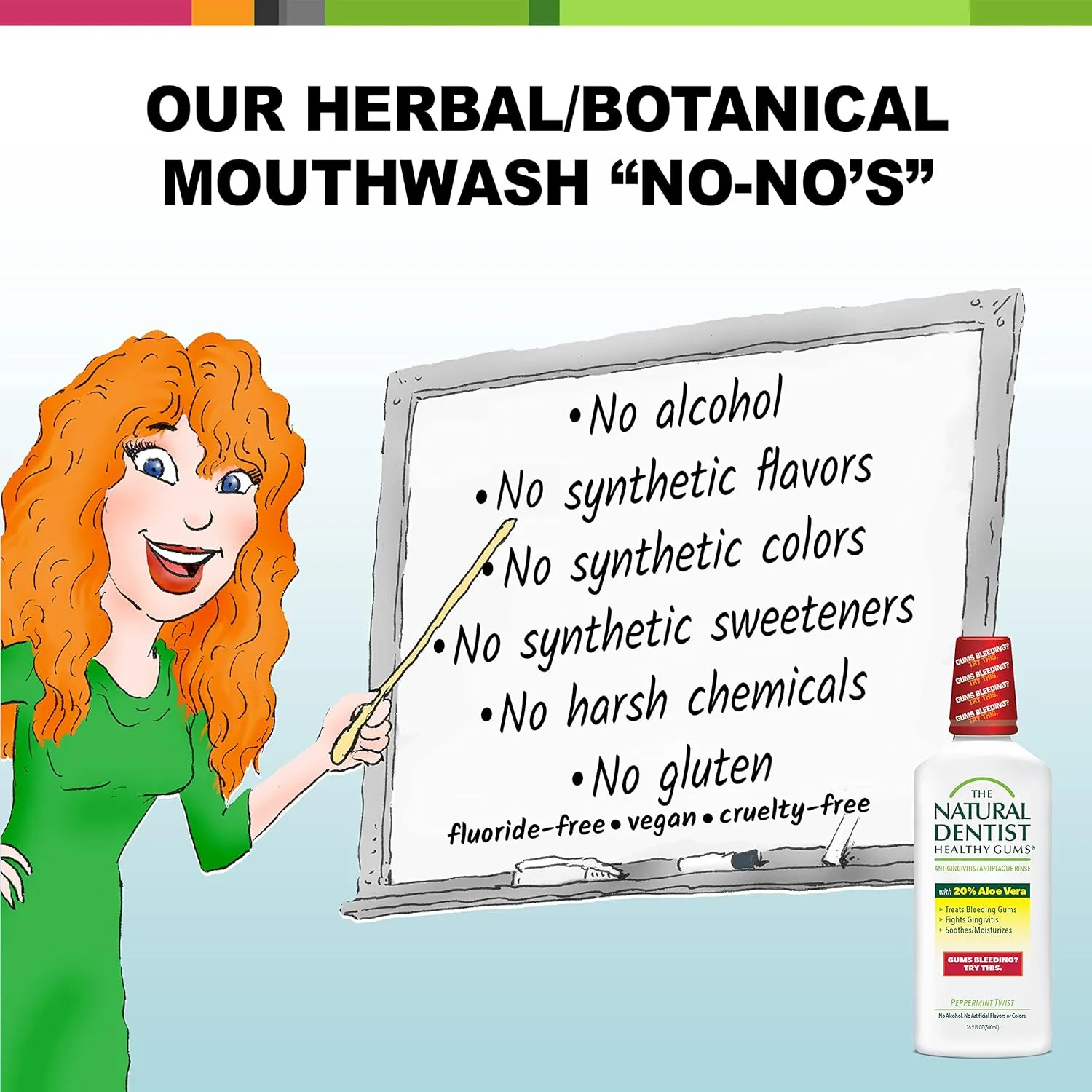 The Natural Dentist Healthy Gums Antigingivitis/Antiplaque Rinse; Adults 12 & Up; Gingivitis Mouthwash for Bleeding Gums, Safe for Chemo Patients; Aloe Vera; Alcohol-free, 16.9 fl oz (Pack of 3)