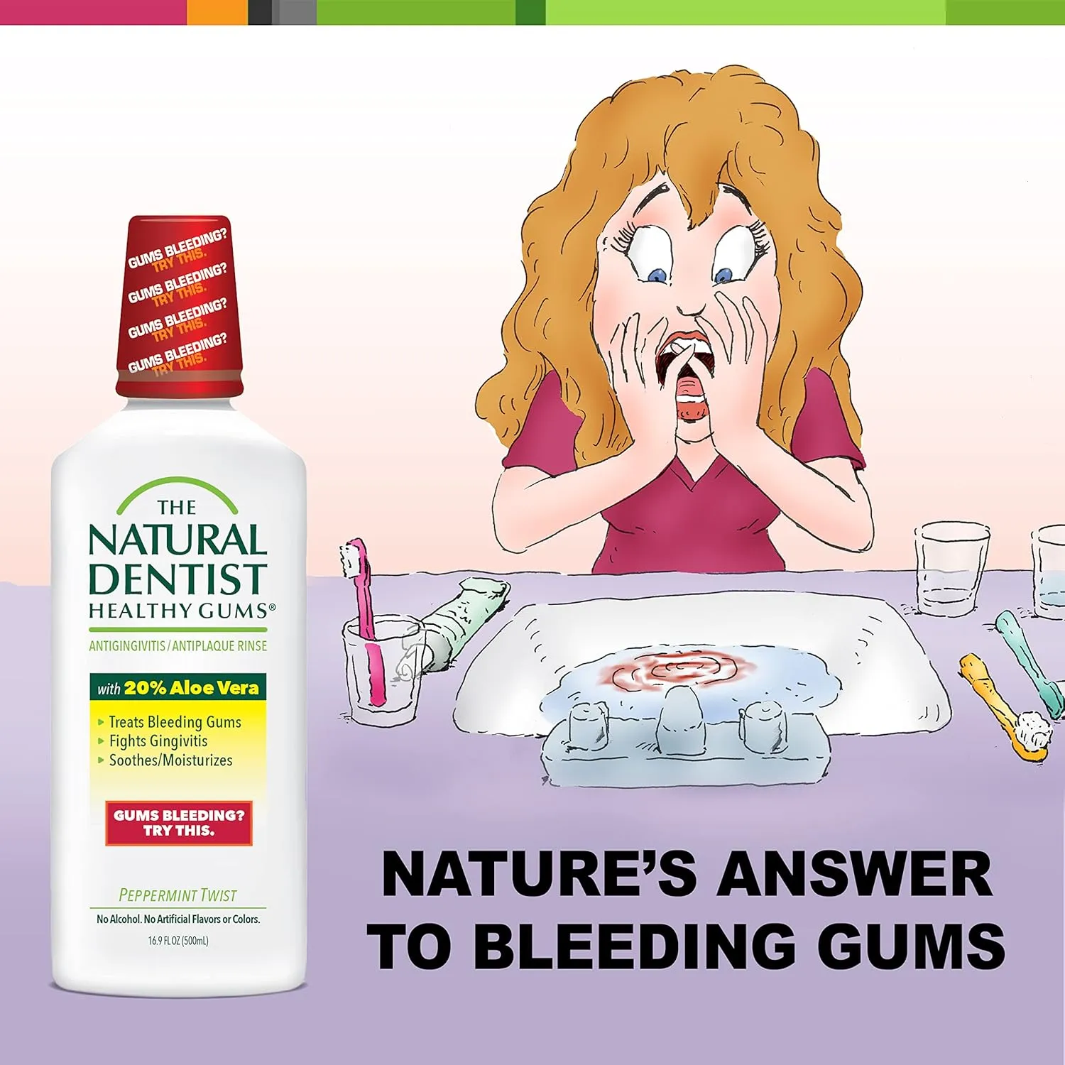 The Natural Dentist Healthy Gums Antigingivitis/Antiplaque Rinse; Adults 12 & Up; Gingivitis Mouthwash for Bleeding Gums, Safe for Chemo Patients; Aloe Vera; Alcohol-free, 16.9 fl oz (Pack of 3)