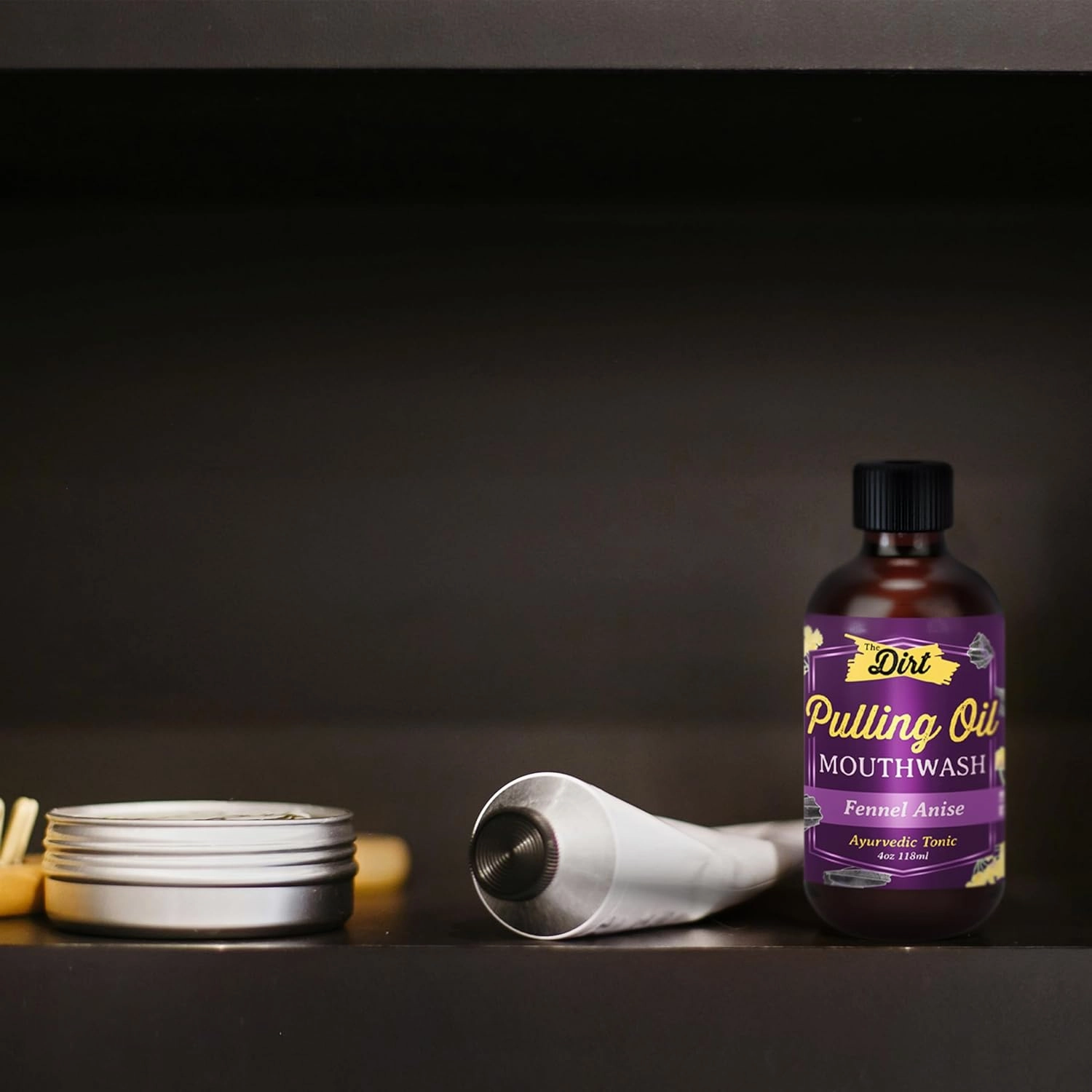 THE DIRT Oil Pulling Mouthwash - Gluten Free - Removes Plaque, Tartar, Bad Breath & Whitens Teeth (Fennel Anise, 4 Ounce)