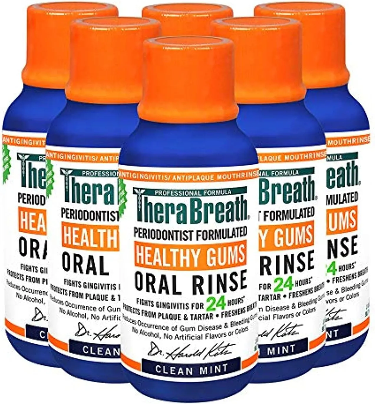 TheraBreath Healthy Gums Periodontist Formulated 24-Hour Oral Rinse, Clean Mint, 3 Ounce (Pack of 6)