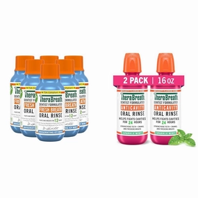 TheraBreath Dentist-Formulated Bad Breath and Cavity Protection Oral Rinse Bundle (6-Pack 3 Ounce ICY Mint and 2-Pack 16 Ounce Sparkle Mint)