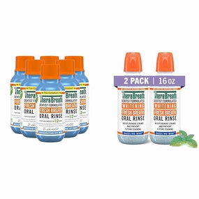 TheraBreath Dentist-Formulated ICY Mint Oral Rinse (6 Pack) and Dazzling Mint Whitening Mouthwash (2 Pack)