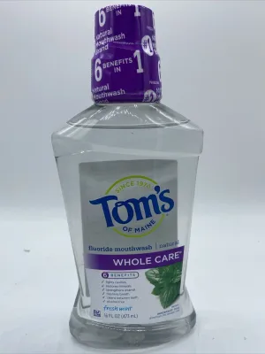 Tom's of Maine Whole Care Fluoride ￼Mouthwash Fresh Mint  ￼16 fl oz 1/22