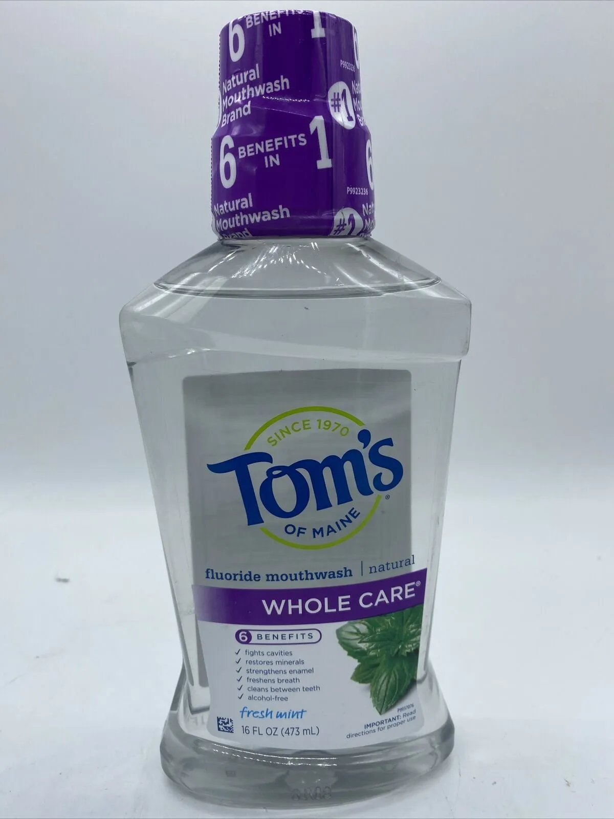 Tom's of Maine Whole Care Fluoride ￼Mouthwash Fresh Mint  ￼16 fl oz 1/22