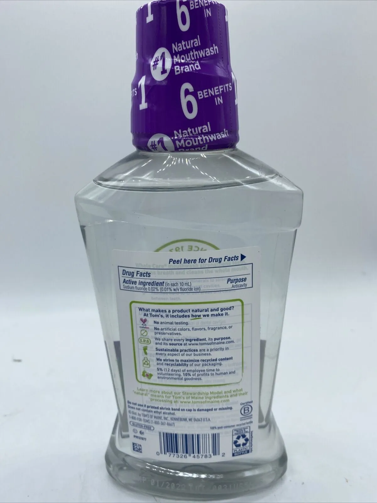 Tom's of Maine Whole Care Fluoride ￼Mouthwash Fresh Mint  ￼16 fl oz 1/22