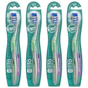 Tom's of Maine Whole Care Toothbrush, Soft, 4-Pack