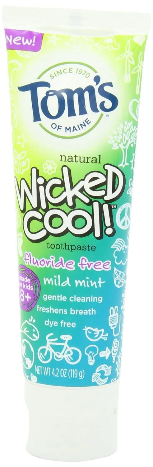 Tom's Of Maine Wicked Cool Mild Mint Kid's Toothpaste Fluoride Free, 4.2 Ounce
