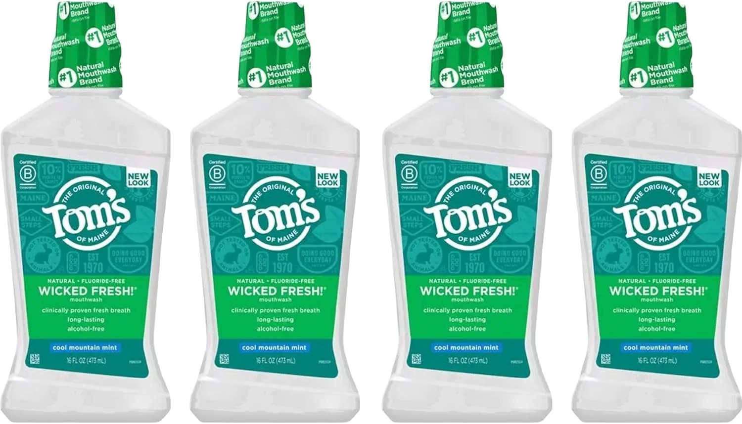 Tom's of Maine Wicked Fresh! Mouthwash Cool Mountain Mint 16 oz (Pack of 4)