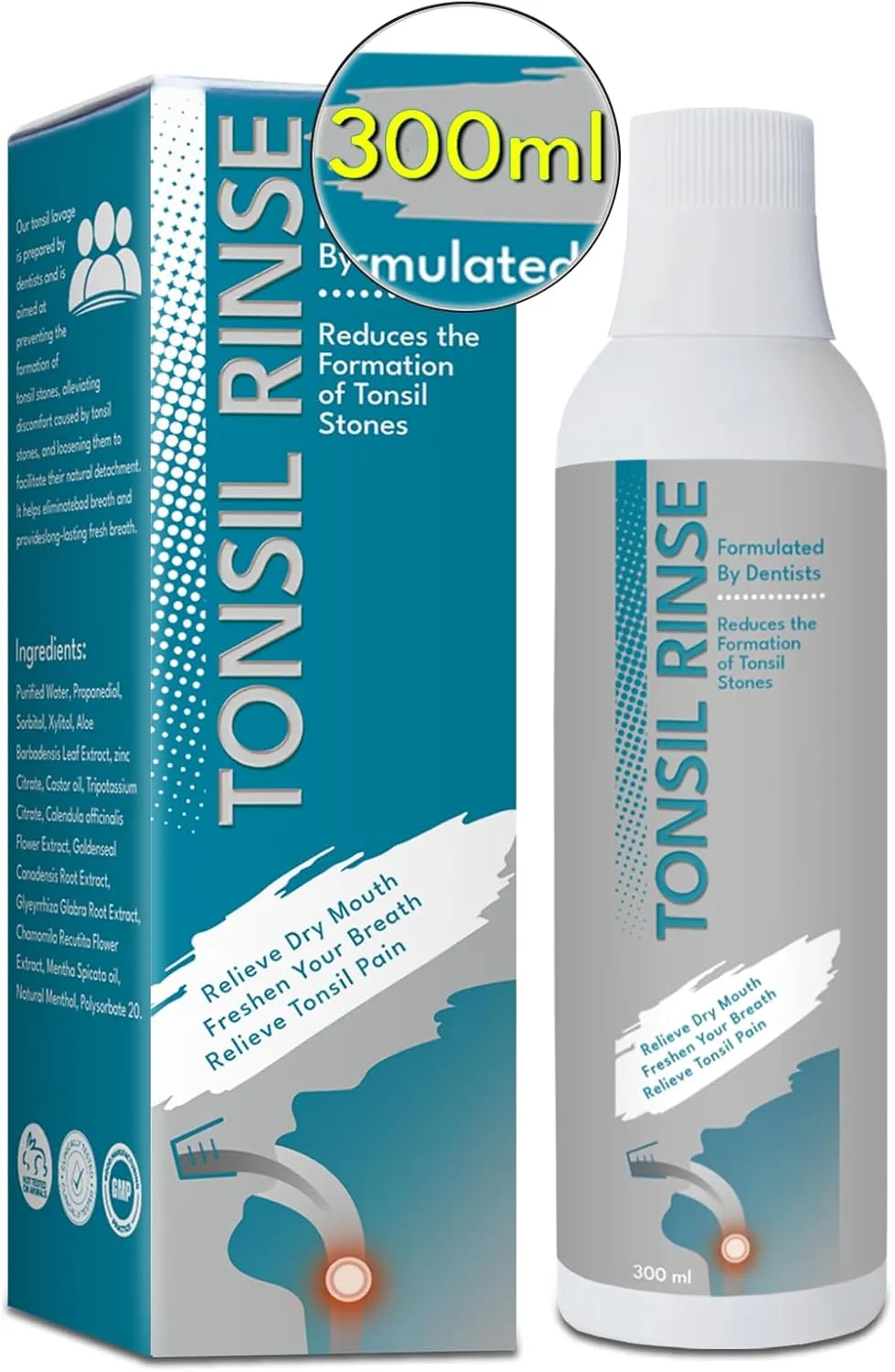 Tonsil Rinse - Tonsil Stone Remover Mouthwash, Natural Mouthwash or Oral Rinse Liquid to Soothe Tonsils, Fight Bad Breath & Relieve Dry Mouth, Alcohol-Free & Breath Freshening, 10 FL OZ(1 Btl)